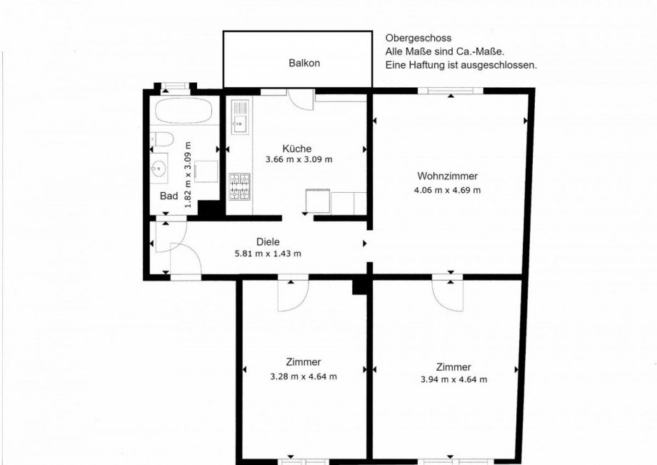 Grundriss 1. OG Mehrfamilienhaus Bochum