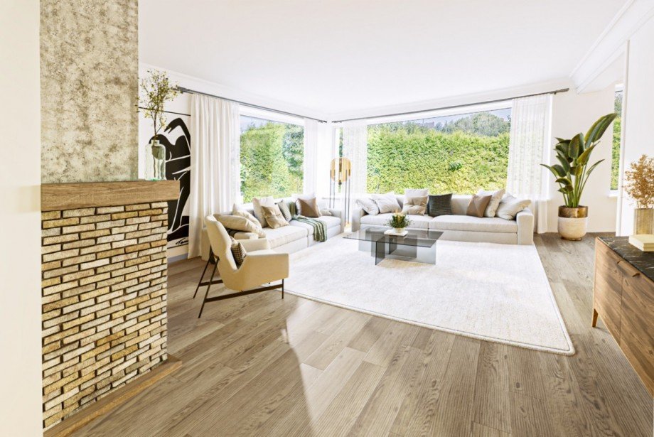 Wohnzimmer Illustration nach Renovierung Einfamilienhaus Bochum