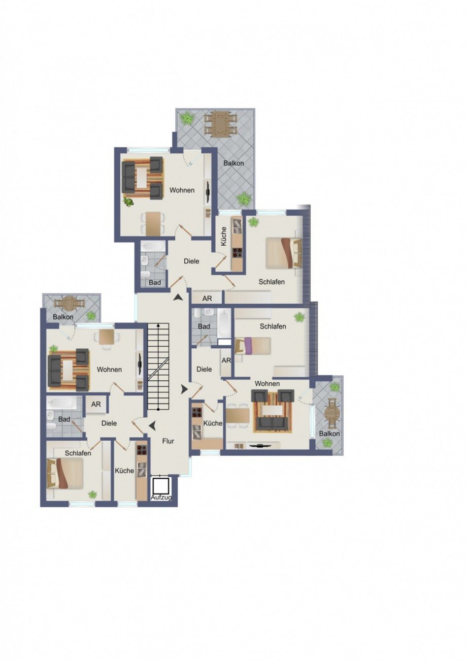 Haus Nr. 33 A 3. Obergeschoss Mehrfamilienhaus Recklinghausen