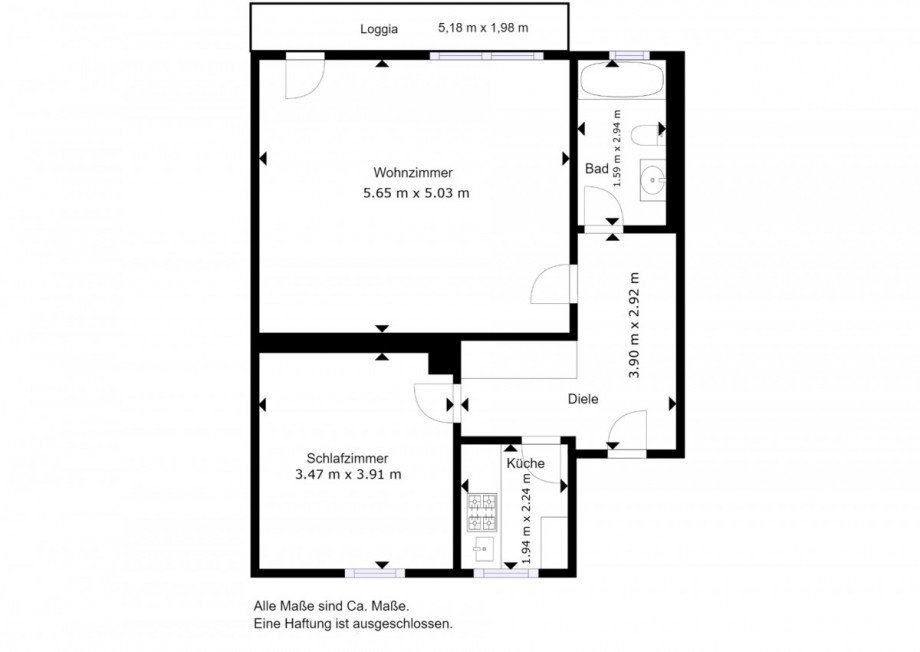 Grundriss m Balkon (2) Etagenwohnung Herne