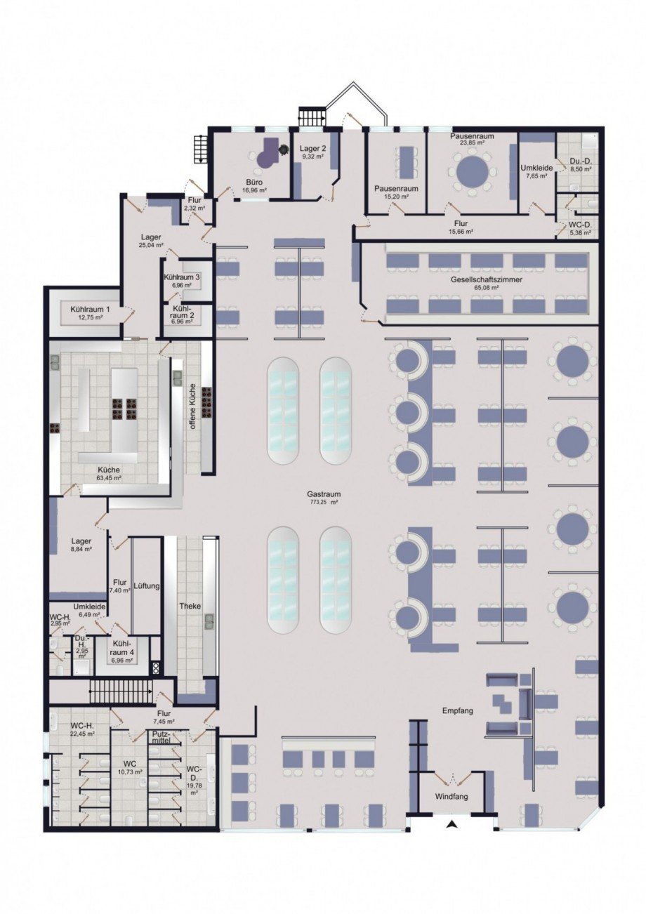 Grundriss f�r Expos� Gastronomie Bochum