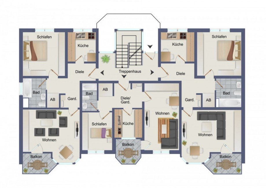 Haus Nr. 4 A Erdgeschoss und 1. Obergeschoss Mehrfamilienhaus Recklinghausen